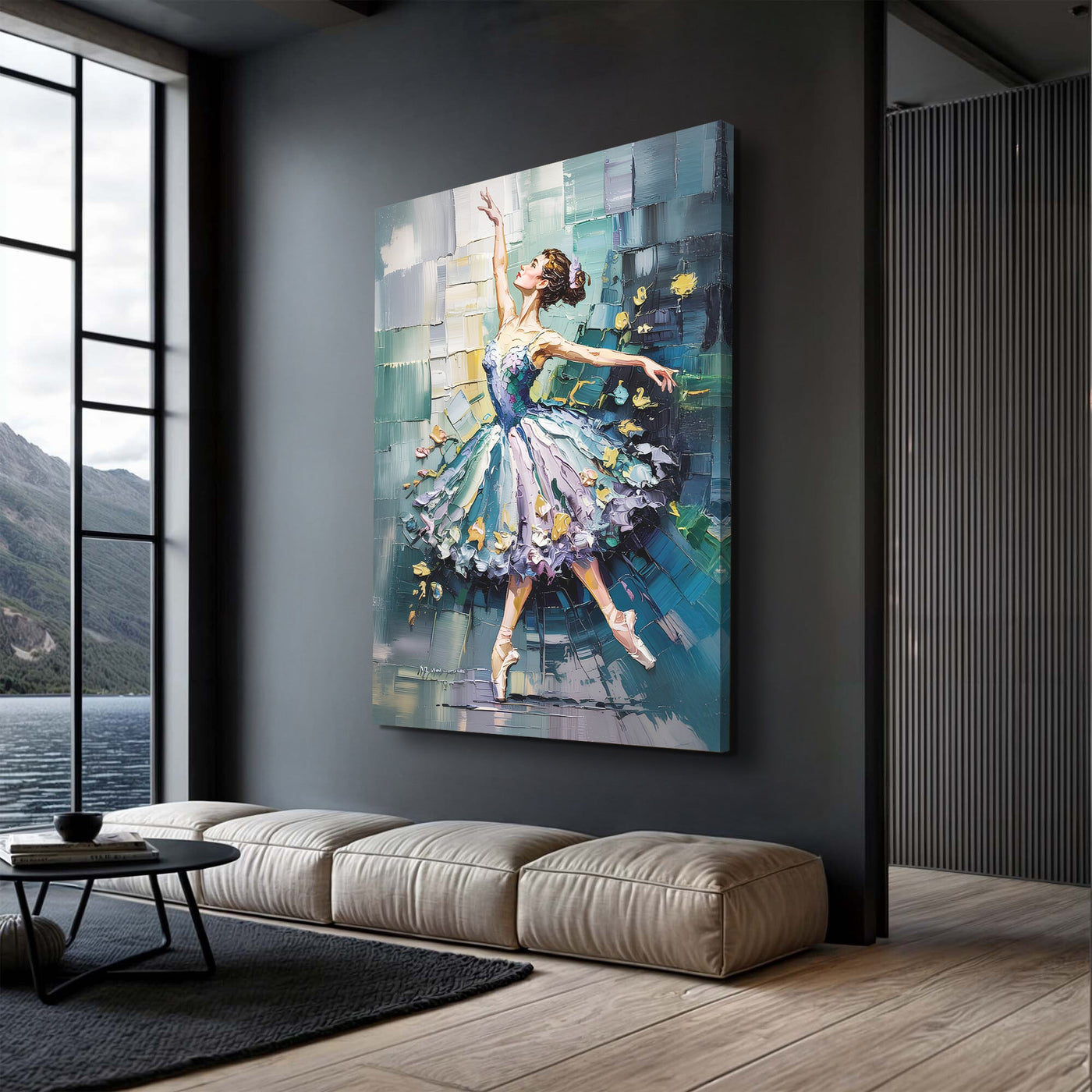 Abstract ballerina wall art on canvas by Tailored Canvases, featuring elegant dance-inspired design in soft tones.