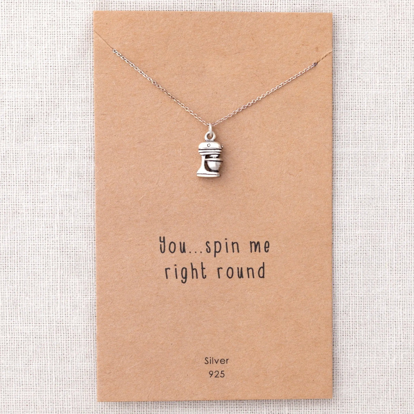 Silver 925 necklace with miniature stand mixer charm on a delicate chain in sterling silver