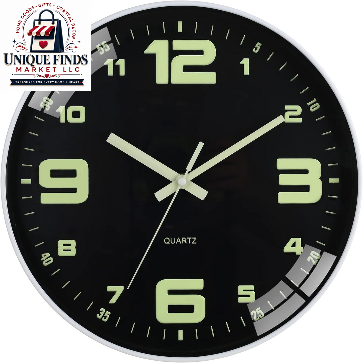 HZDHCLH 12-Inch Battery Operated Silent Wall Clock in Green