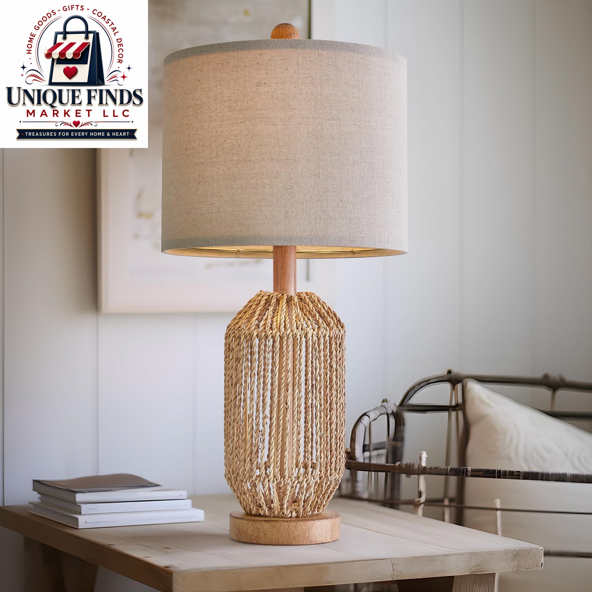 OYEARS 21" Bohemian Table Lamp Set of 2 for Living Room and Bedroom, Rattan Design for Nightstands and End Tables, Rustic Brown Farmhouse Decor