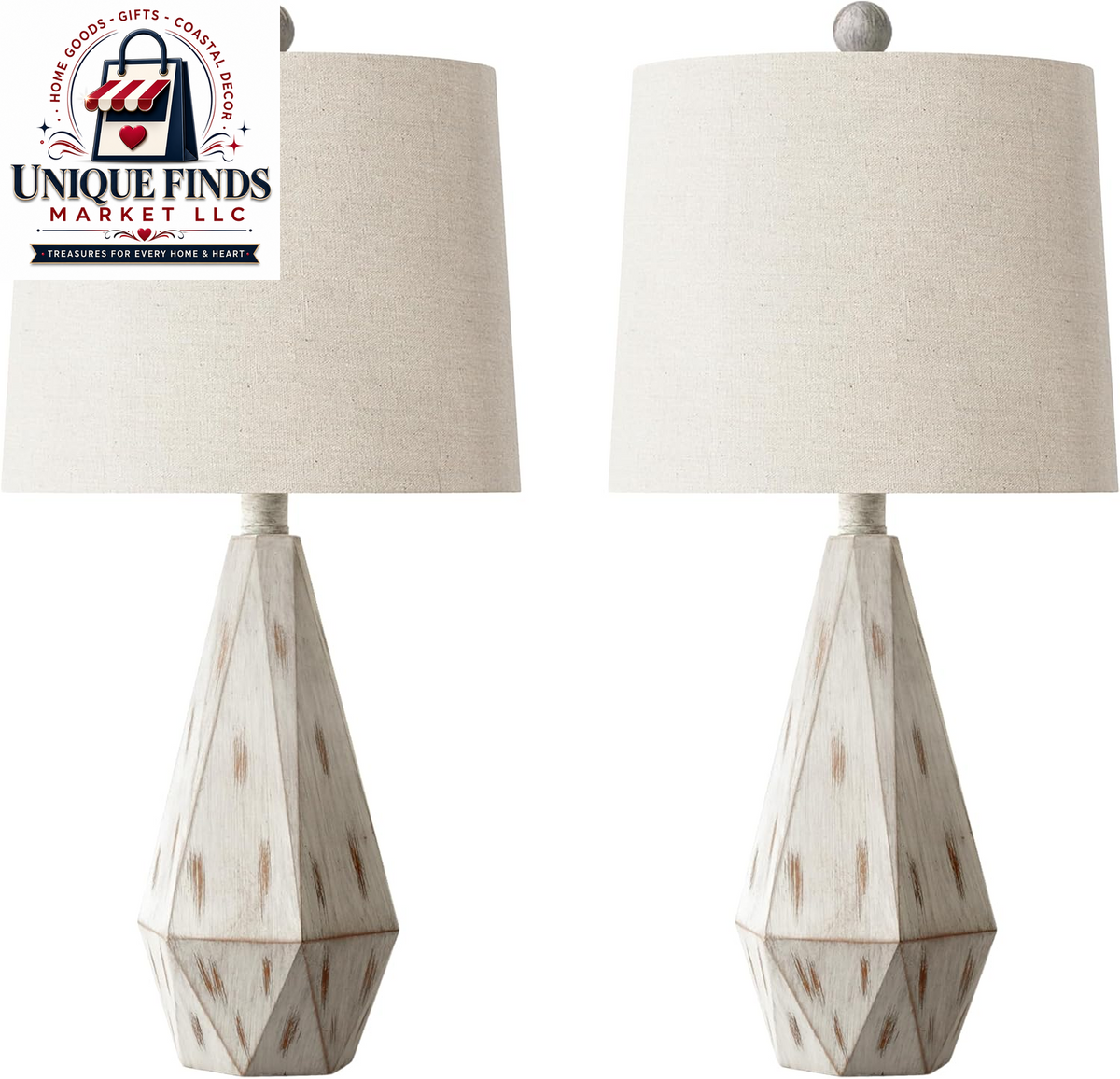 Pokat 23-Inch Farmhouse Table Lamp Set of 2, Beige Rustic Lamps for Living Room and Bedroom Nightstands, Ideal for End Tables and Side Tables
