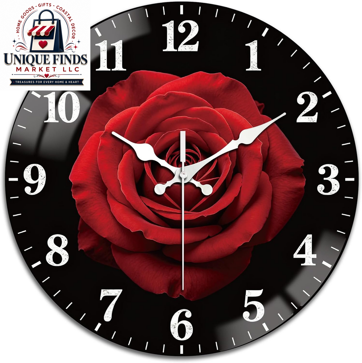 Peacoblue 12" Round Battery-Operated Marble Pattern Wall Clock