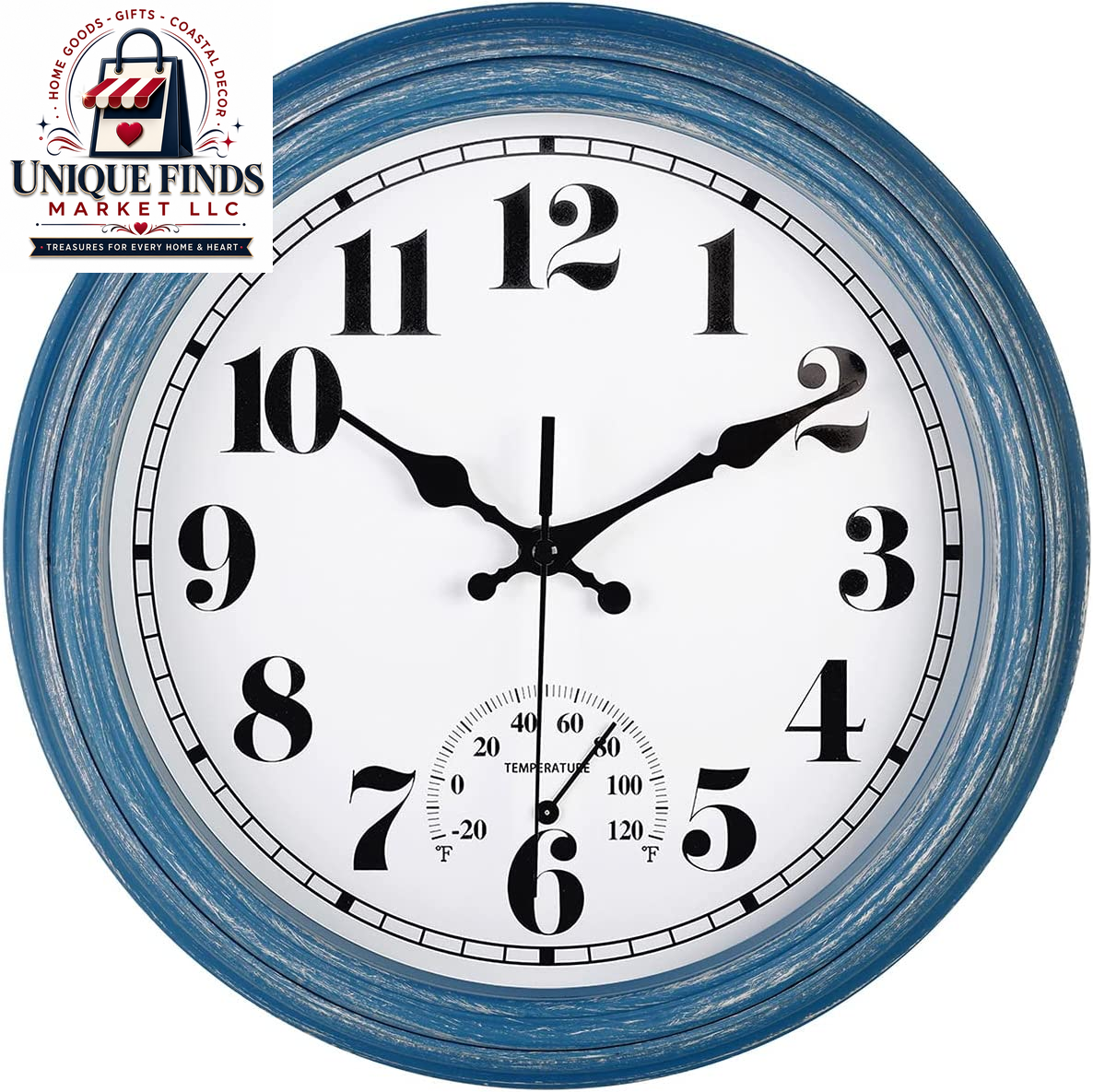 JENLYSTIME 12-Inch Blue Retro Wall Clock