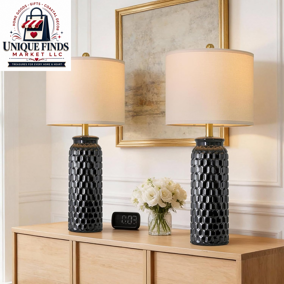 Usumkky Set of 2 27" Ceramic Table Lamps - Modern Farmhouse and Boho Style Bedside Nightstand Lighting for Bedroom and Living Room, Compact Desk Lamps (Pink)