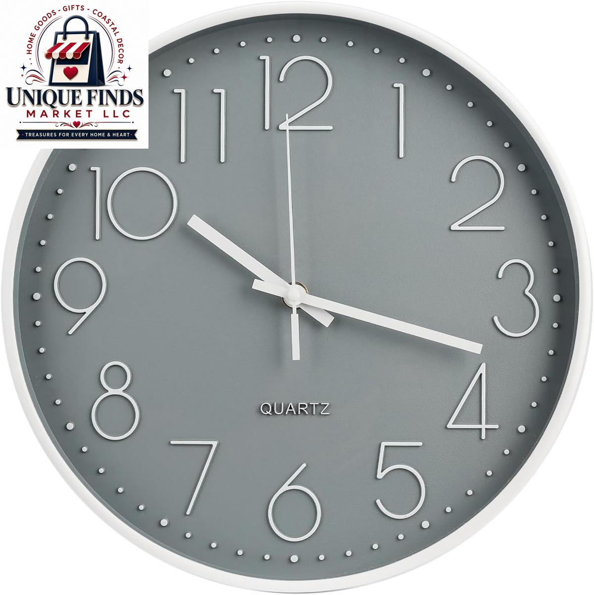 12-Inch Non-Ticking Silent Quartz Wall Clock with Red Stereoscopic Dial - Modern Round Design for Home, Office, School, Living Room, Bedroom, and Kitchen Decor