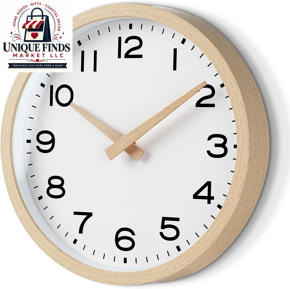 AKCISOT 12-Inch Silent Battery-Operated Analog Wall Clock in Silver