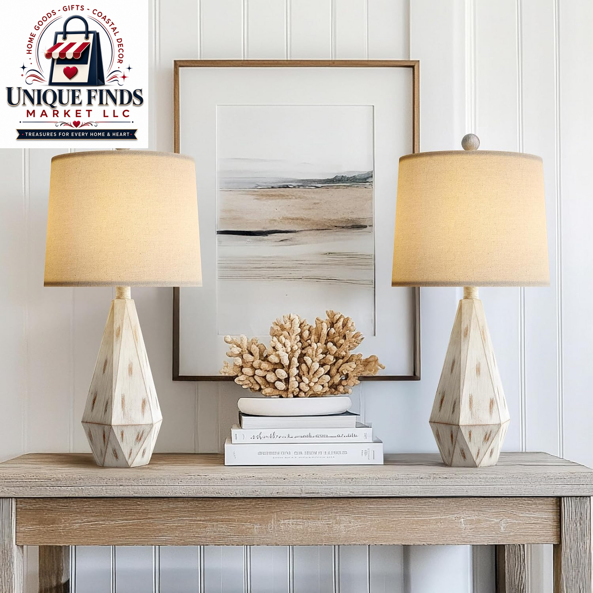 Pokat 23-Inch Farmhouse Table Lamp Set of 2, Beige Rustic Lamps for Living Room and Bedroom Nightstands, Ideal for End Tables and Side Tables
