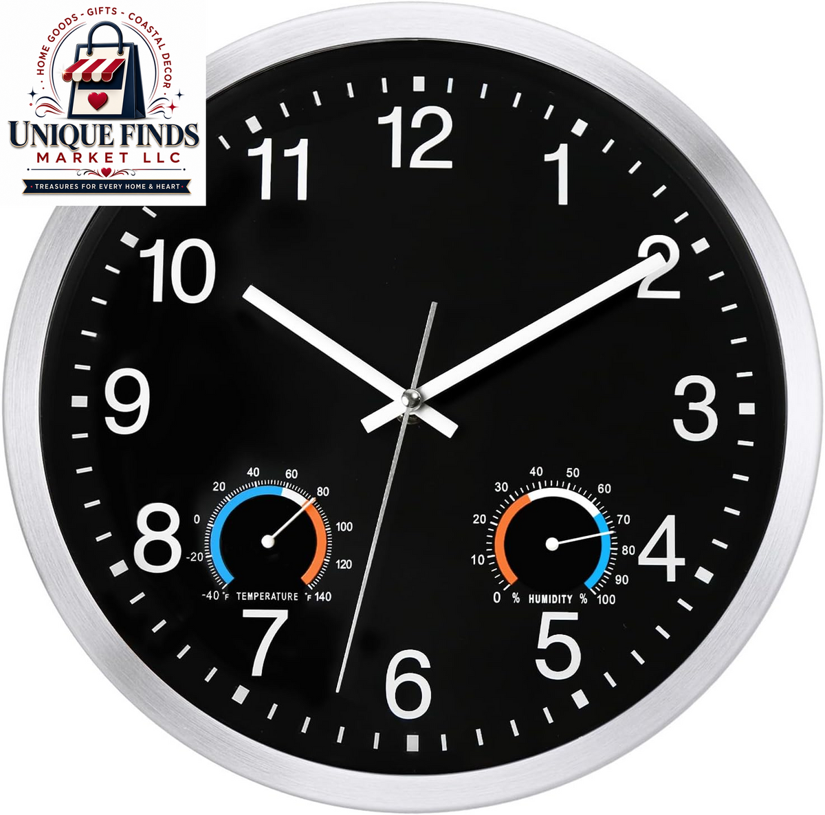 Caysie 12-Inch Waterproof Sealed Indoor/Outdoor Clock in Silver