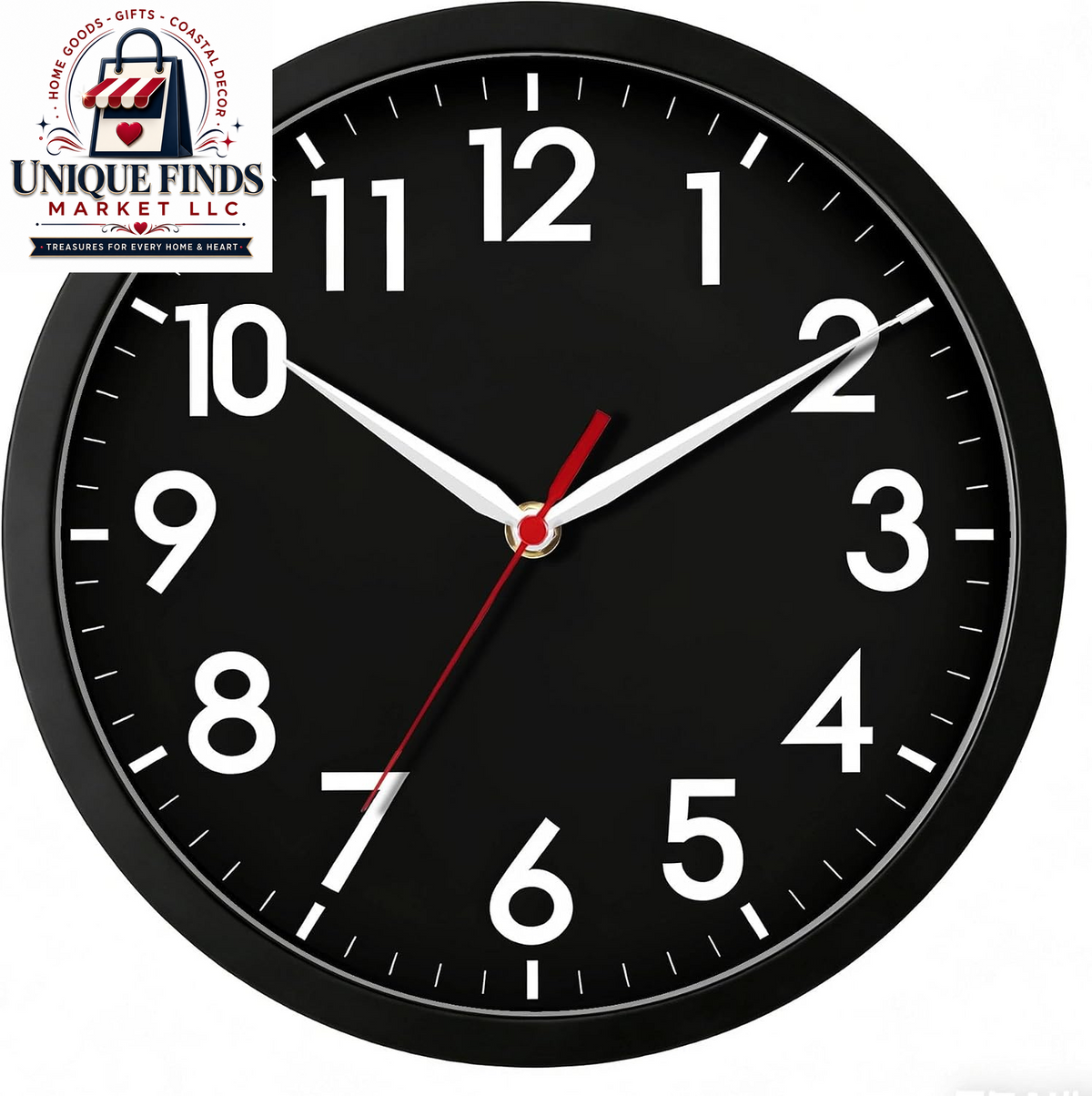 AKCISOT 12-Inch Silent Battery-Operated Analog Wall Clock in Silver
