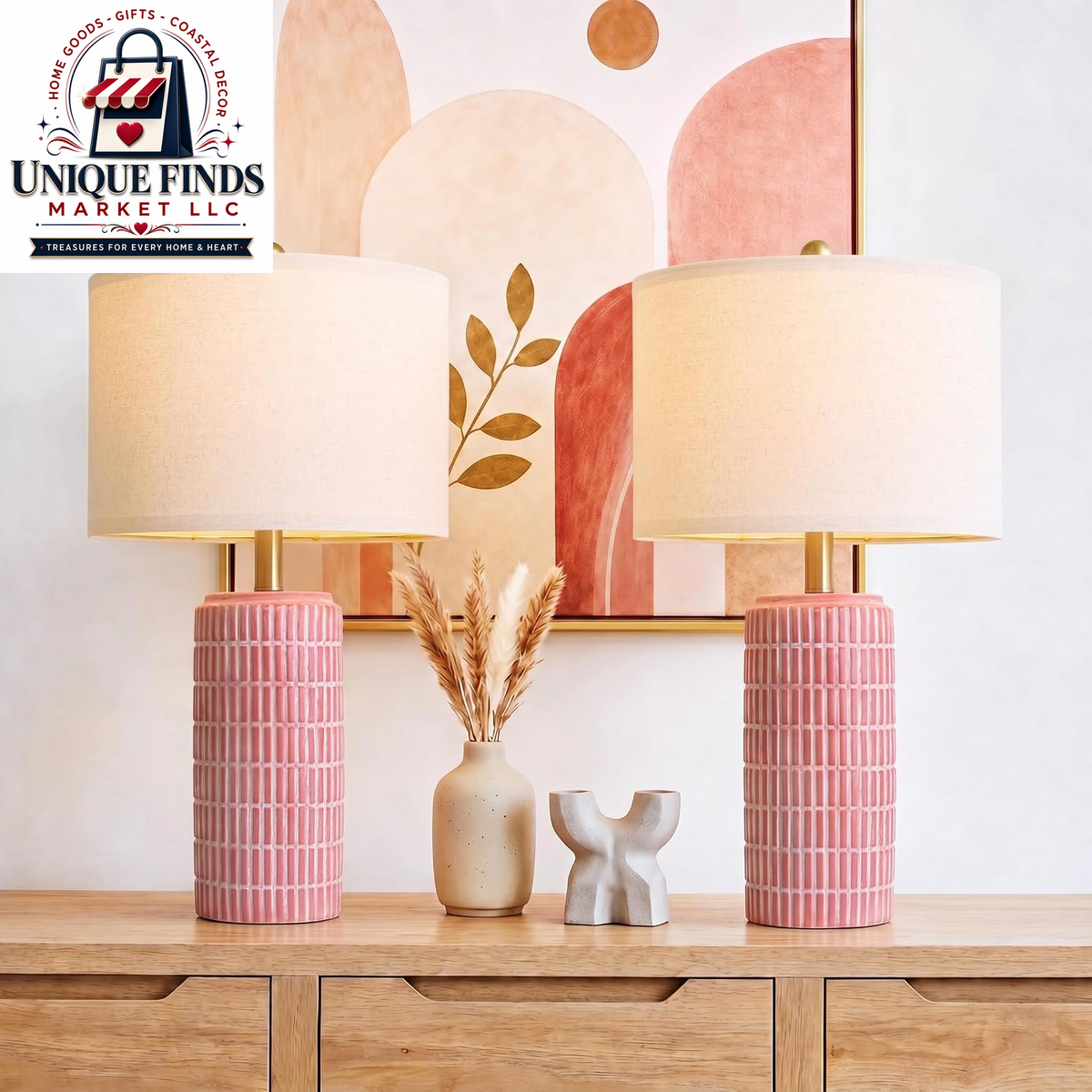 Pokat Set of 2 Modern 24" Ceramic Table Lamps in Green for Bedroom and Living Room Decor