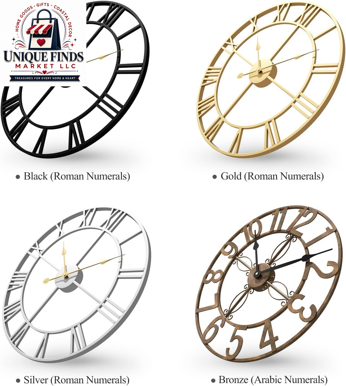 Cuspin 24-Inch Gold Metal Wall Clock for Elegant Living Room Decor
