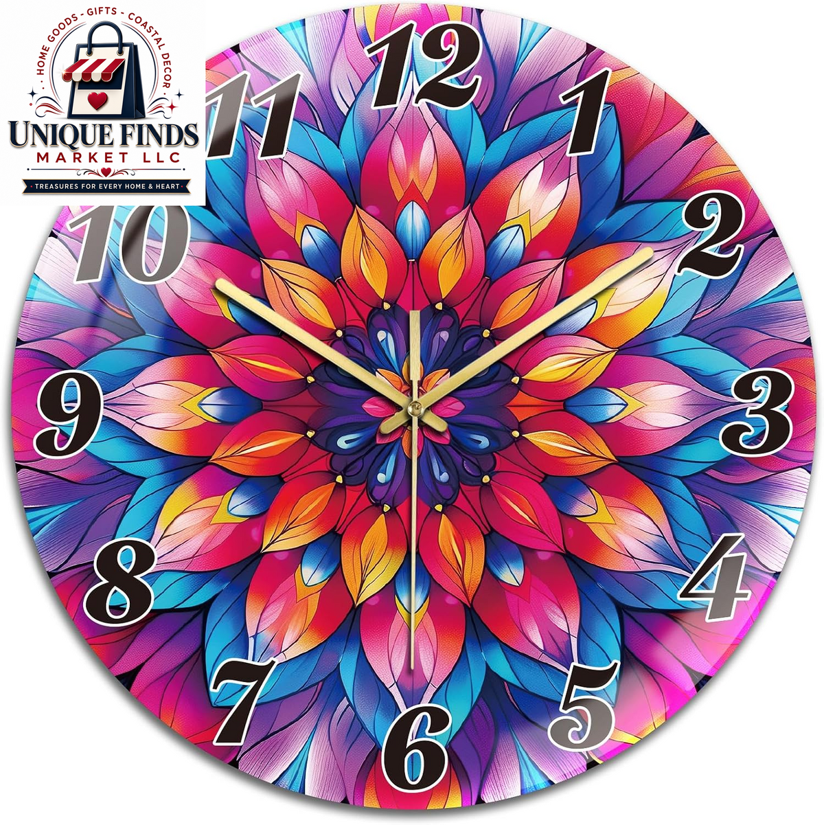 Peacoblue 12" Round Battery-Operated Marble Pattern Wall Clock