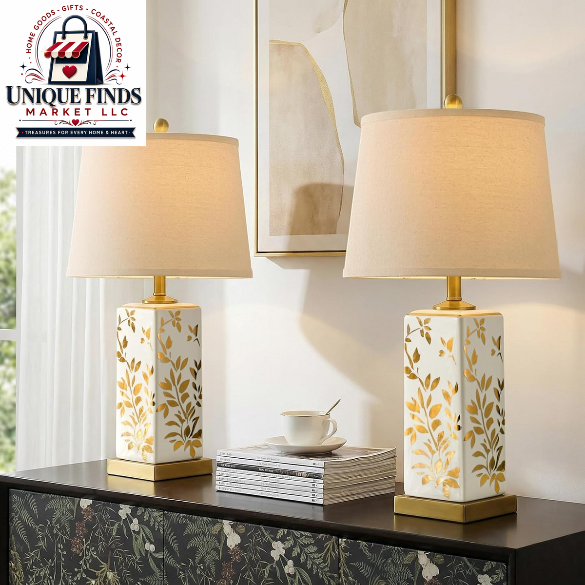 Set of 2 Pink Ceramic Nightstand Lamps, 20.5 Inches