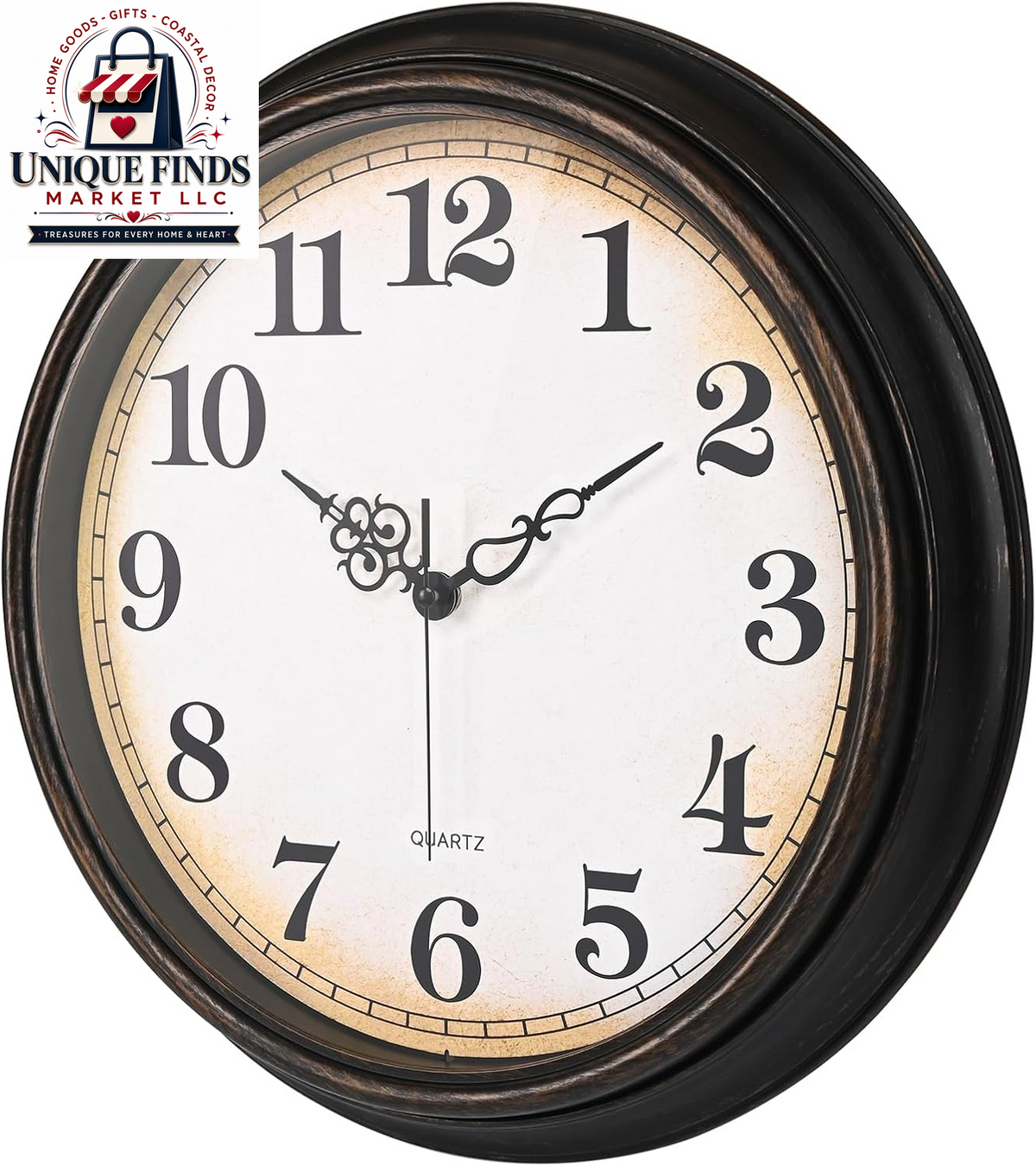 Yoiolclc 16-Inch Silent Non-Ticking Vintage Wall Clock - Battery Operated for Living Room, Office, and School (Bronze Finish)