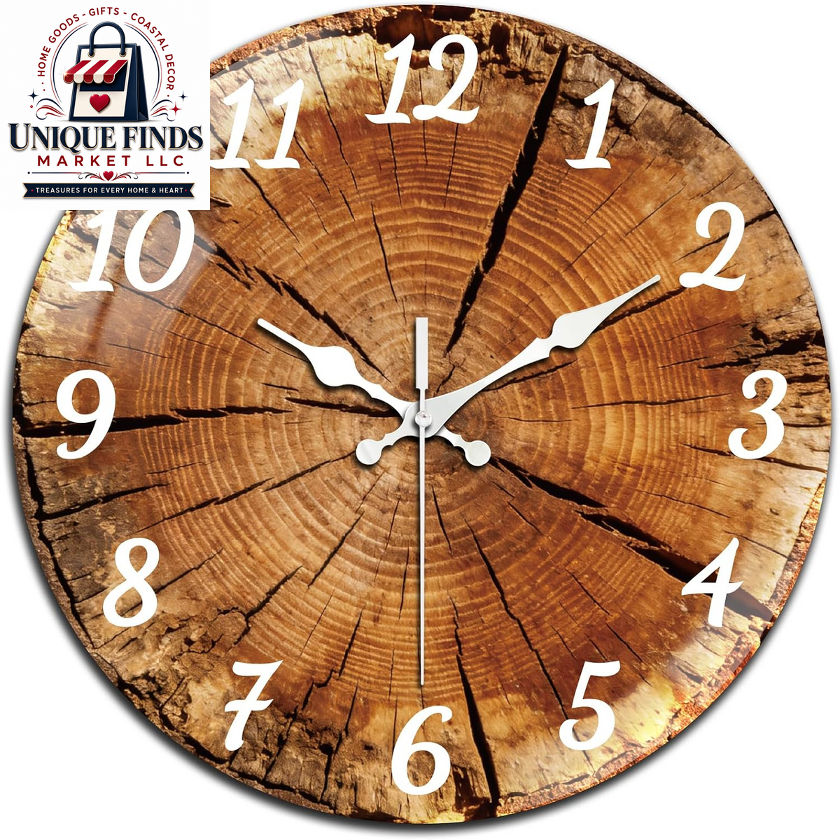 Peacoblue 12" Round Battery-Operated Marble Pattern Wall Clock