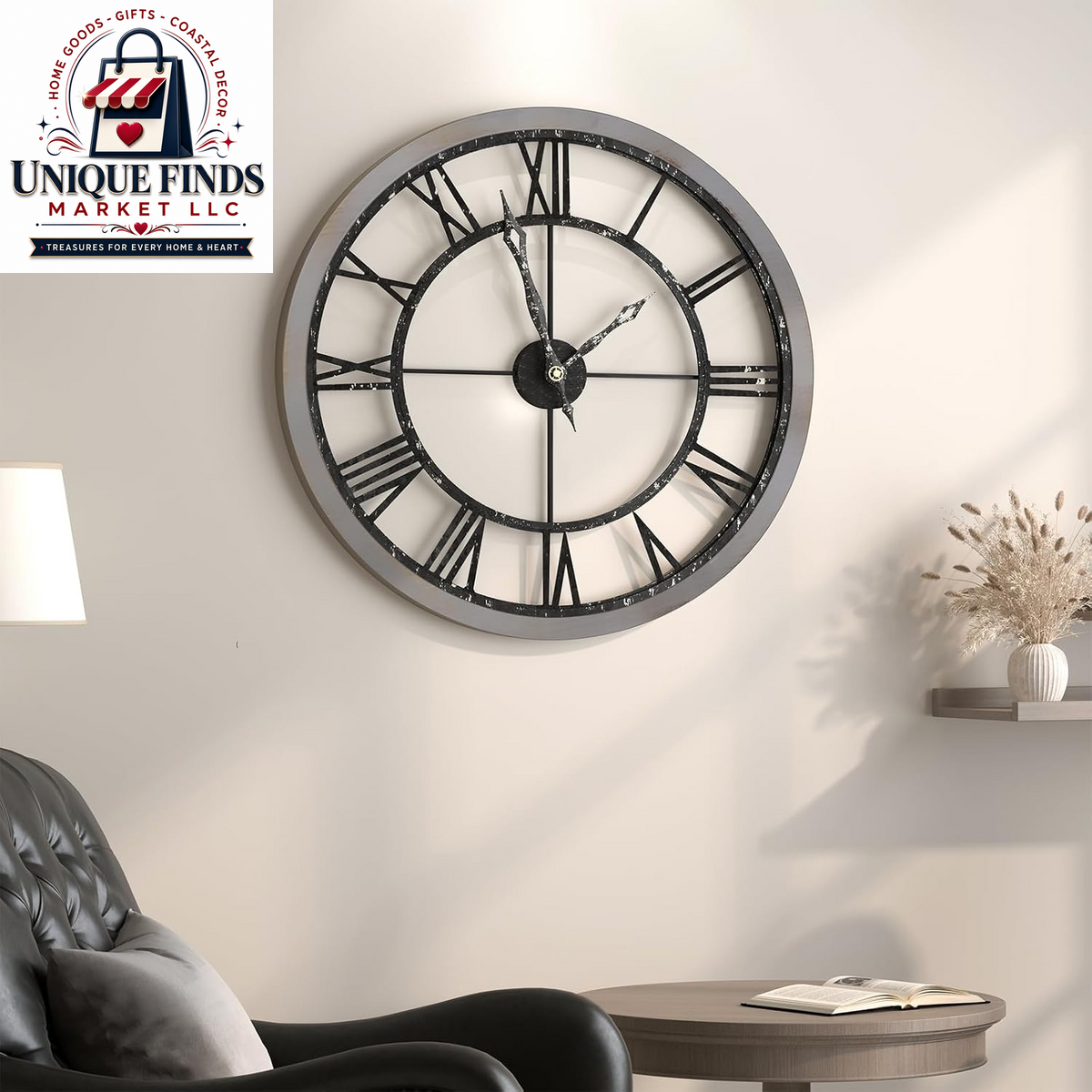 Cuspin 24-Inch Gold Metal Wall Clock for Elegant Living Room Decor