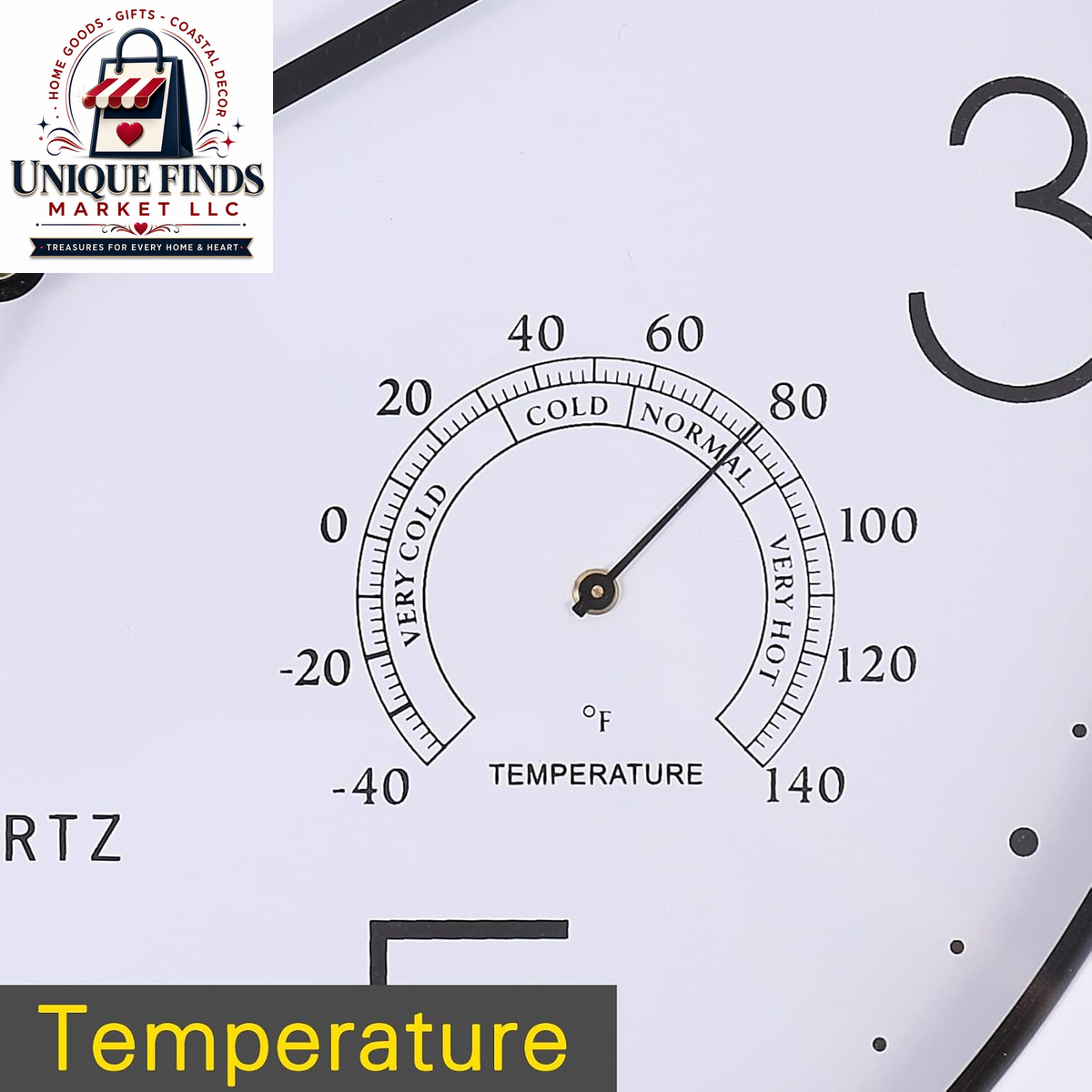 12-Inch Silent White Wall Clock with Integrated Temperature Display