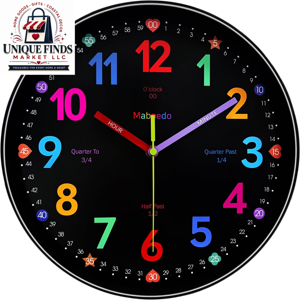 10-Inch Silent Analog Classroom Clock for Kids - Battery Operated Wall Clock for Educational and Home Decor Use, White