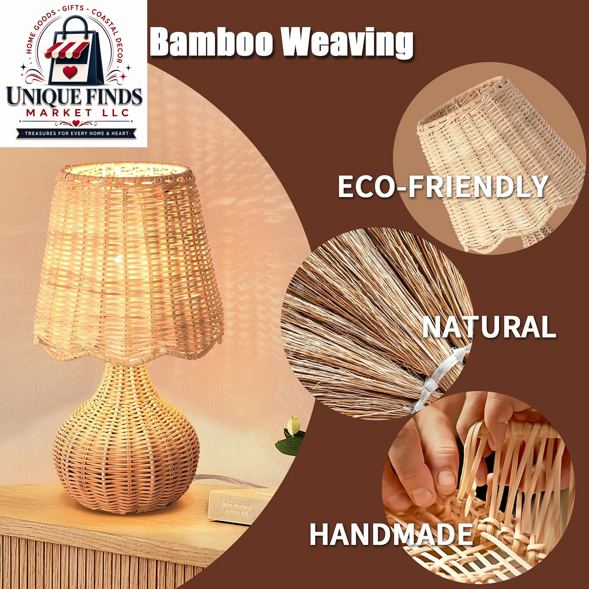 Ziqqeelam Rattan Small Bedside Table Lamp - Boho Mini Table Lamp for Nightstands, Ideal for Farmhouse Decor and Compact Spaces in Bedrooms, Kitchens, and Dorms