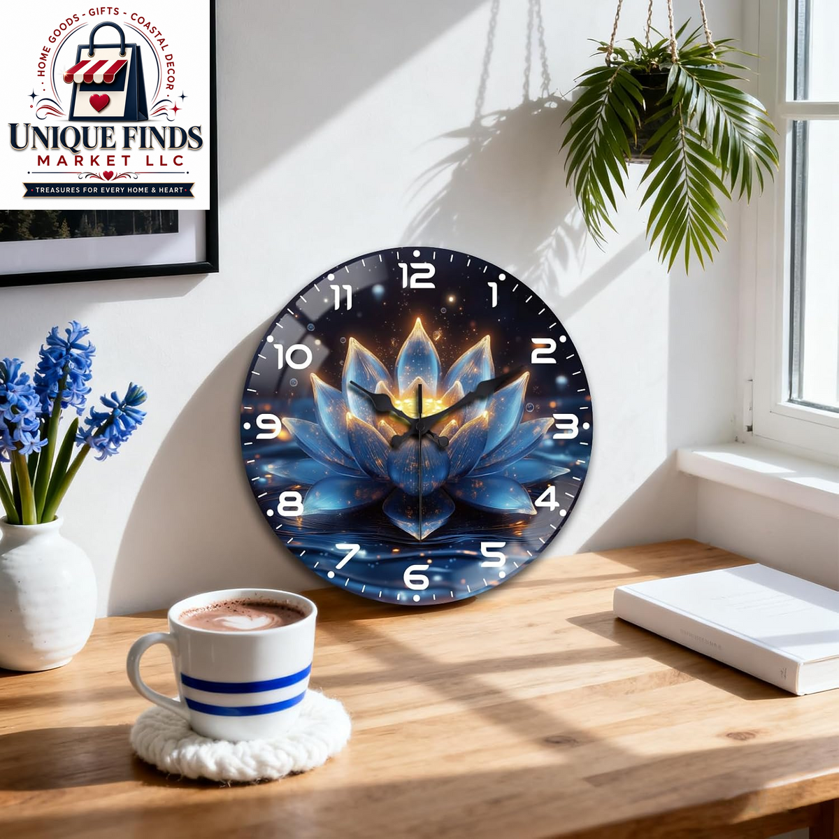 Peacoblue 12" Round Battery-Operated Marble Pattern Wall Clock