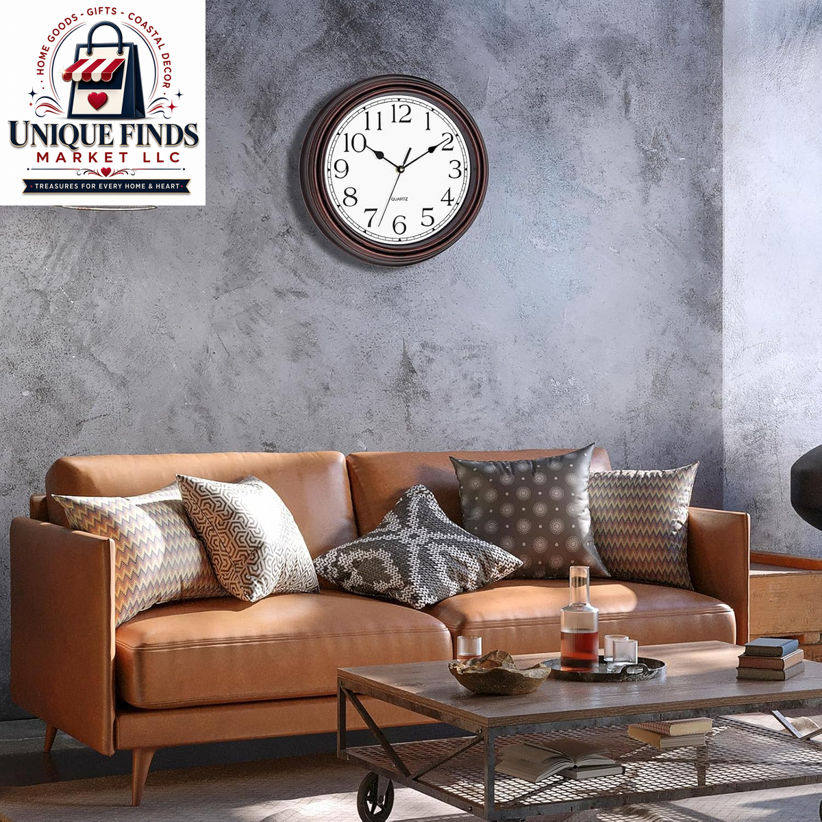Foxtop 12-Inch Retro Silent Wall Clock - Battery Operated Bronze Finish