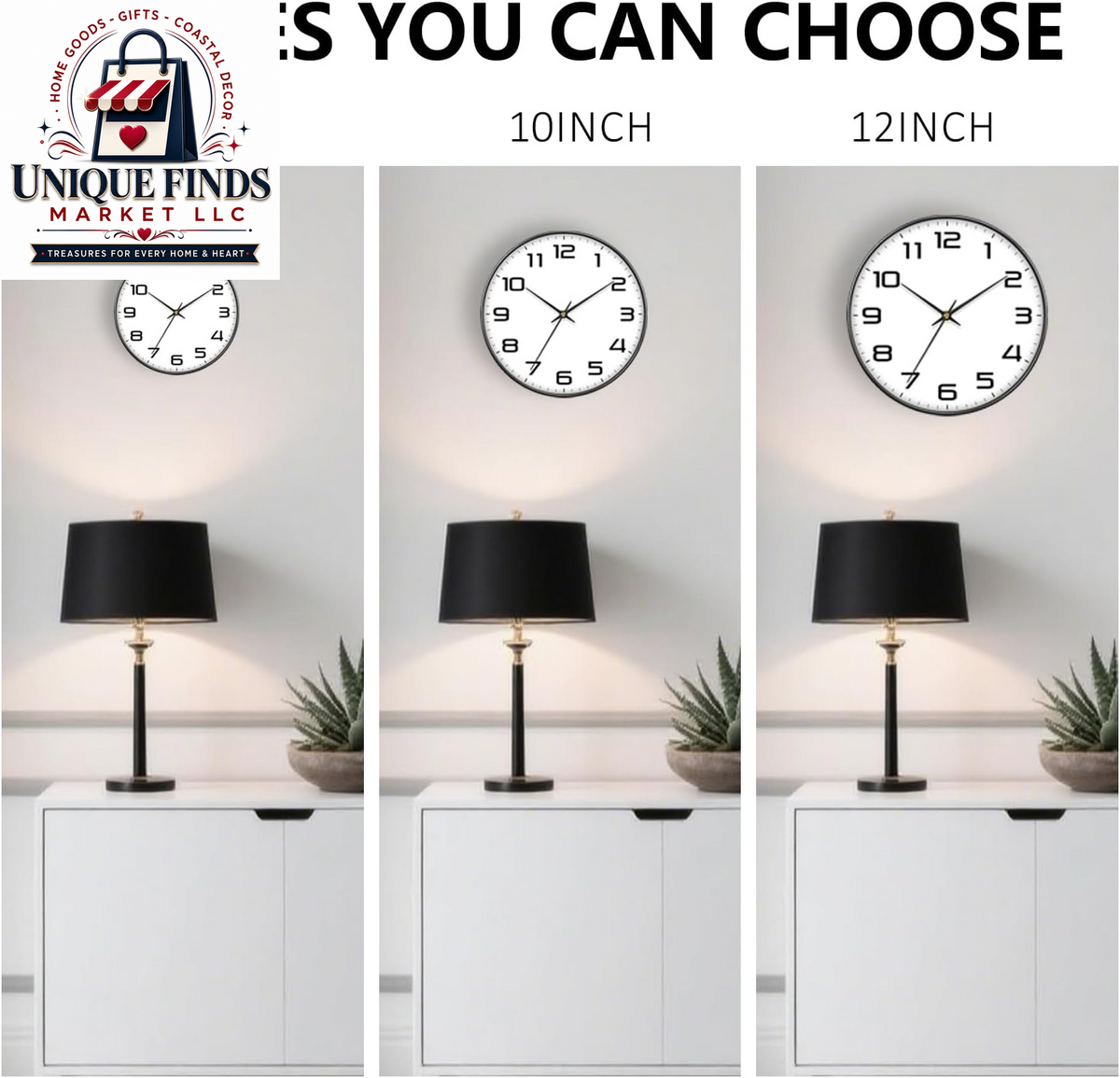 Contemporary 12-Inch Battery-Operated Silent Quartz Wall Clock with Large Easy-to-Read Numbers and Tempered Glass for Home and Office Decor