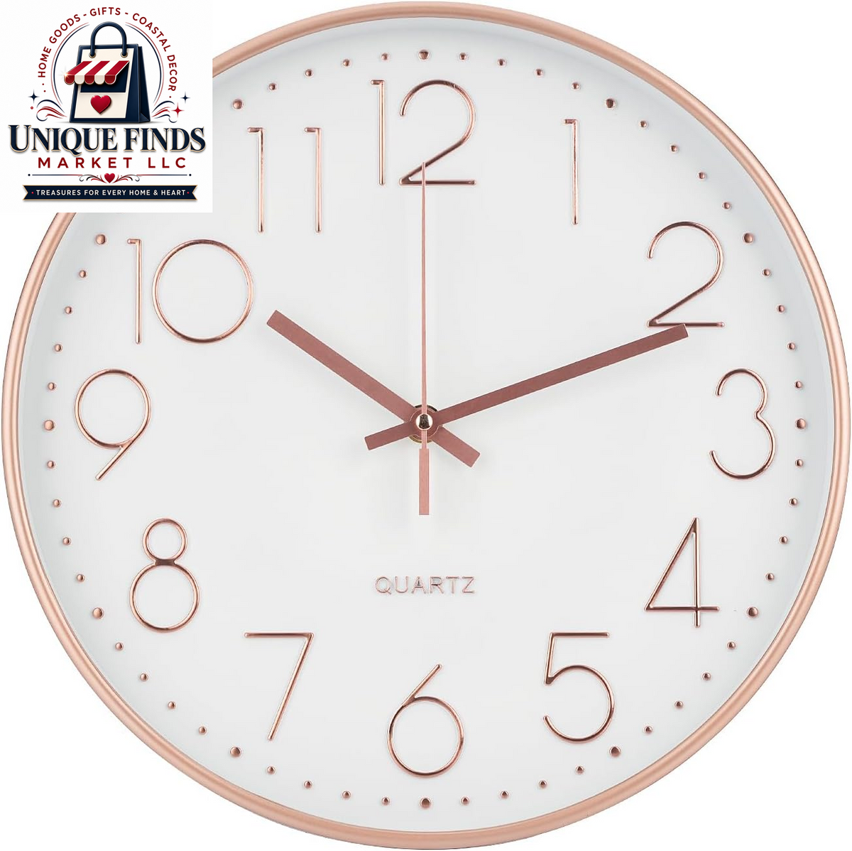 12-Inch Non-Ticking Silent Quartz Wall Clock with Red Stereoscopic Dial - Modern Round Design for Home, Office, School, Living Room, Bedroom, and Kitchen Decor