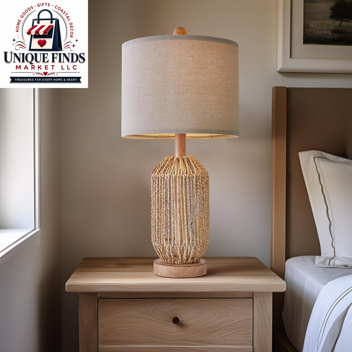 OYEARS 21" Bohemian Table Lamp Set of 2 for Living Room and Bedroom, Rattan Design for Nightstands and End Tables, Rustic Brown Farmhouse Decor