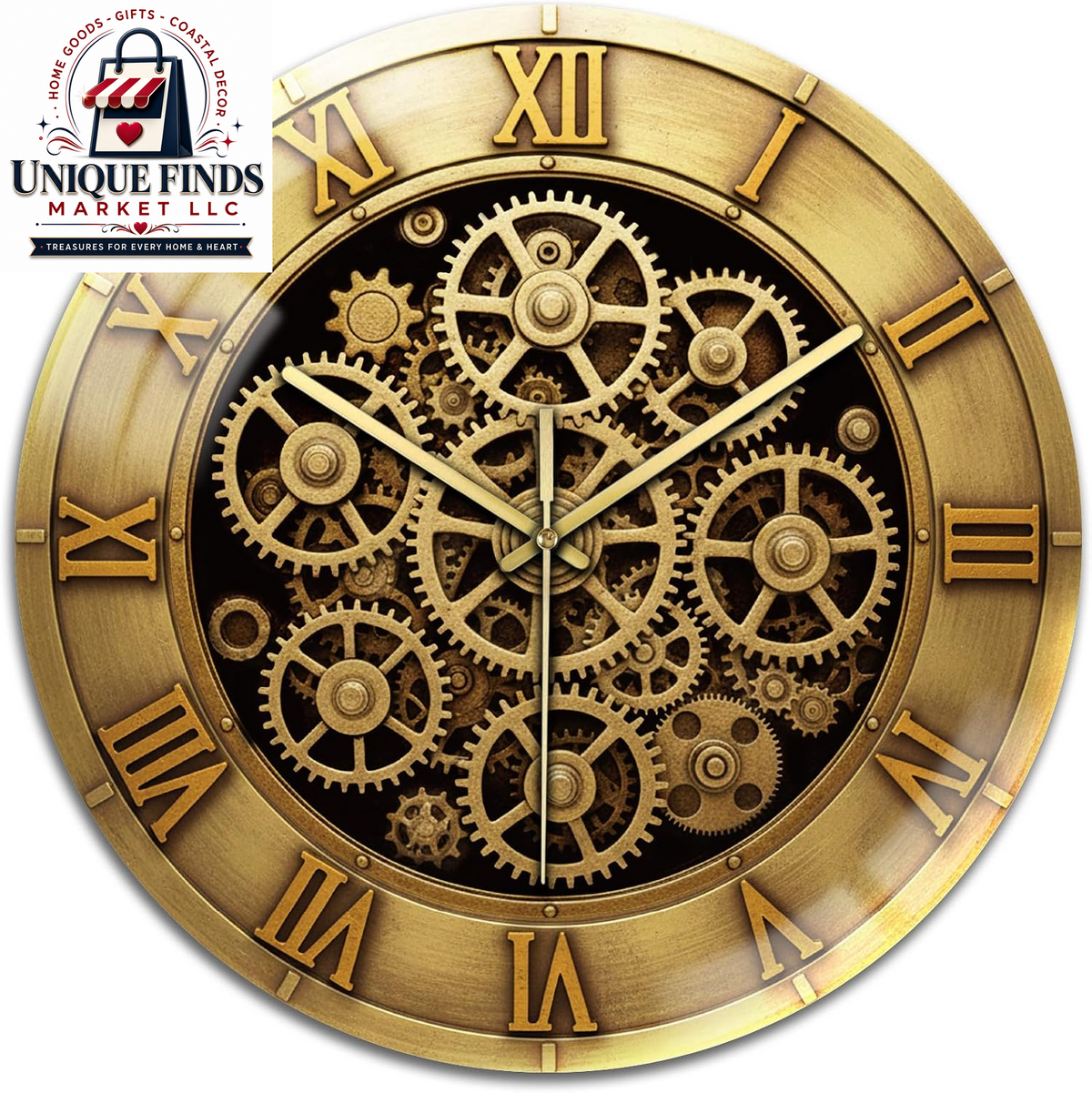Peacoblue 12" Round Battery-Operated Marble Pattern Wall Clock