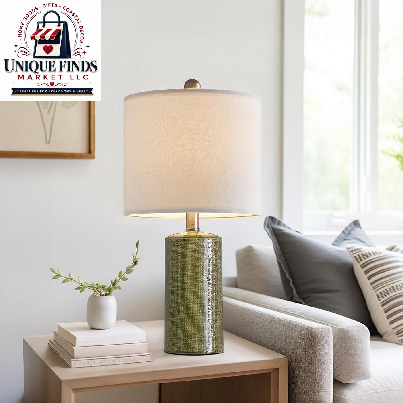 20.25" Small Table Lamps Set of 2 Modern Ceramic Lamps for Living Room