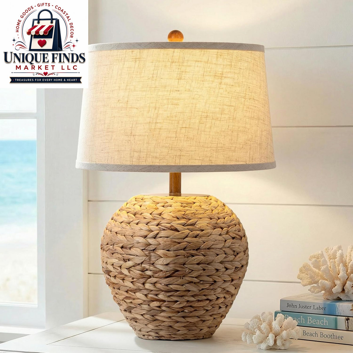 Set of 2 27-Inch Tall Rattan Table Lamps with USB Charging Ports, Boho Farmhouse Woven Seagrass Bedside Lighting for Living Room and Bedroom, E26 Socket, Cream Shade