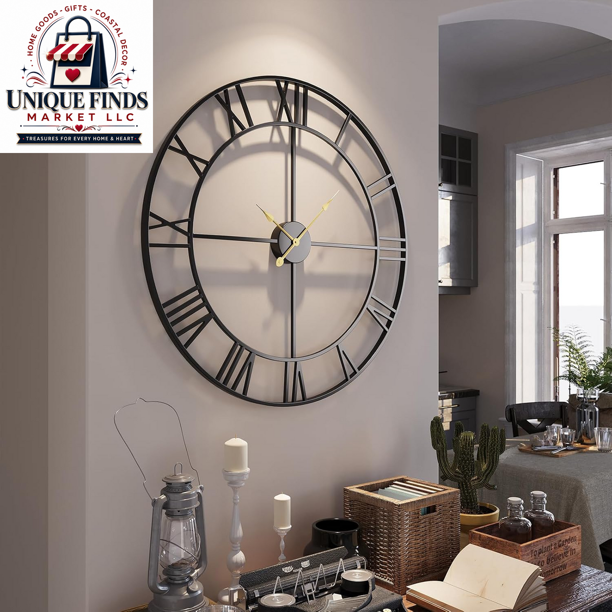 Cuspin 24-Inch Gold Metal Wall Clock for Elegant Living Room Decor