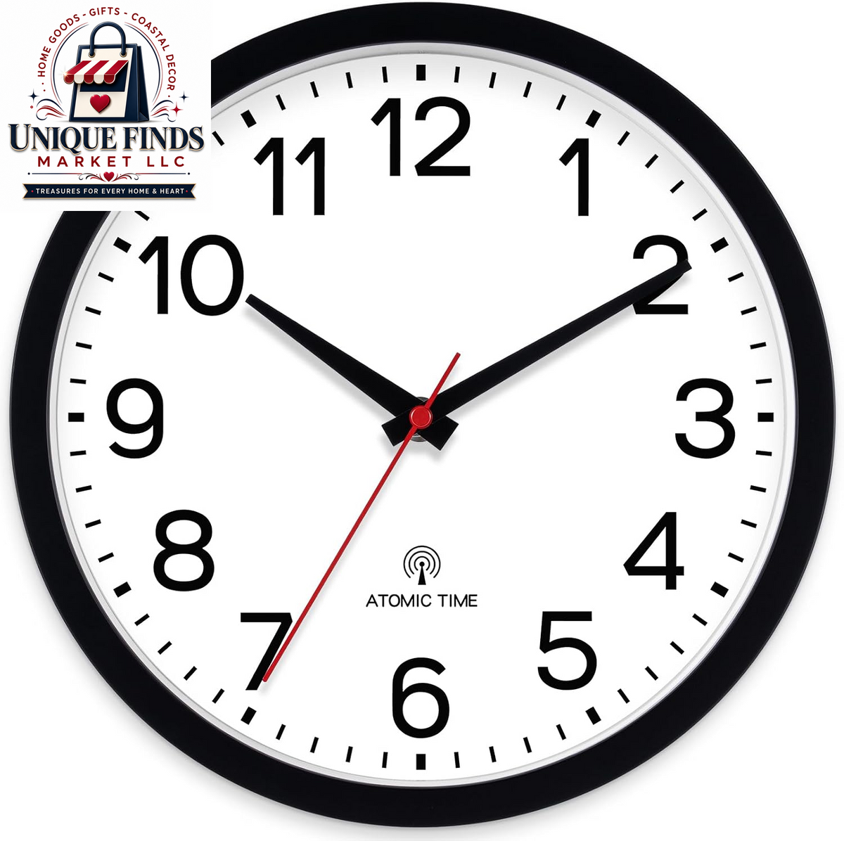 AKCISOT 12-Inch Silent Battery-Operated Analog Wall Clock in Silver