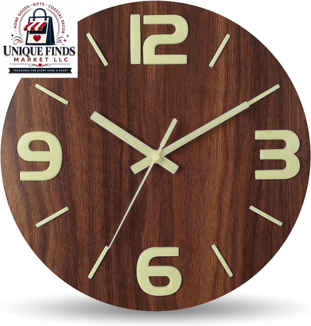HZDHCLH 12-Inch Navy Modern Wall Clock - Battery Operated, Silent, Non-Ticking