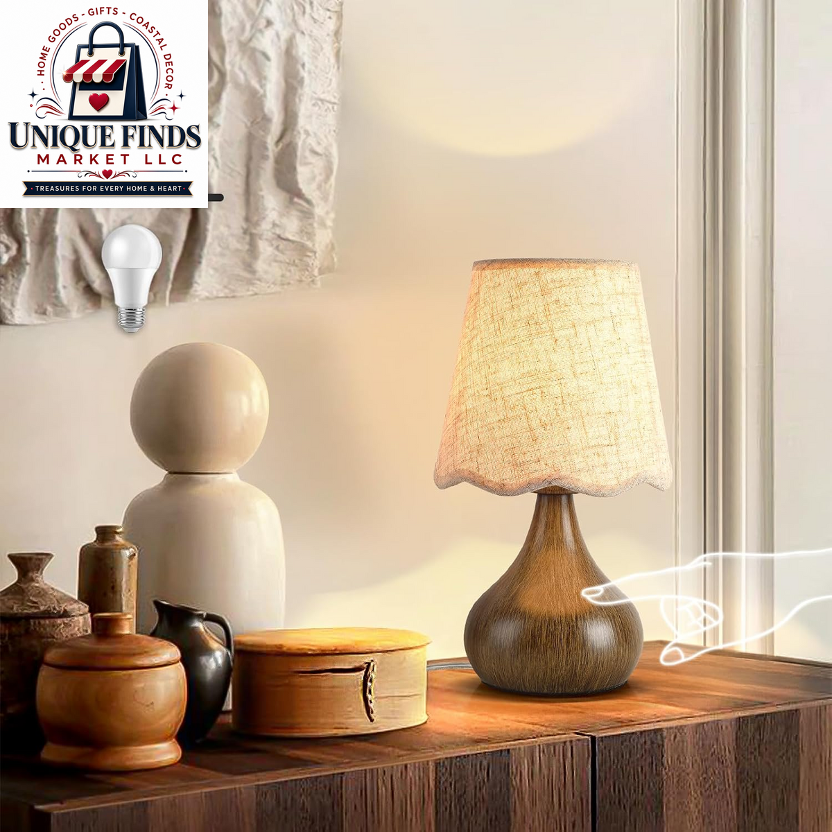 Ziqqeelam Rattan Small Bedside Table Lamp - Boho Mini Table Lamp for Nightstands, Ideal for Farmhouse Decor and Compact Spaces in Bedrooms, Kitchens, and Dorms