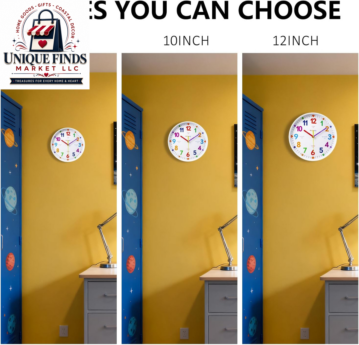 10-Inch Silent Analog Classroom Clock for Kids - Battery Operated Wall Clock for Educational and Home Decor Use, White