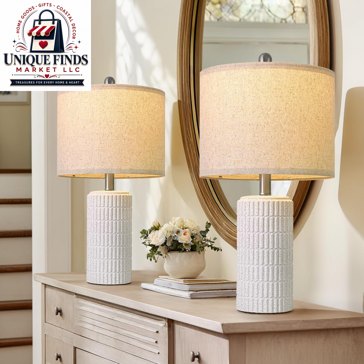 Pokat Set of 2 Modern 24" Ceramic Table Lamps in Green for Bedroom and Living Room Decor