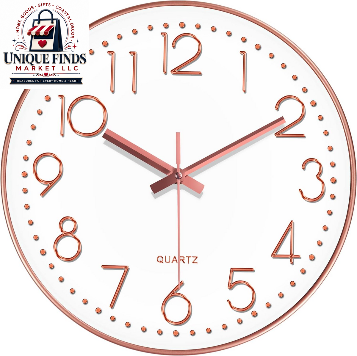 Contemporary 12-Inch Silent Wall Clock with Large Numerals, Battery Operated Non-Ticking Quartz Timepiece Featuring Tempered Glass for Living Room, Bedroom, Office, and Kitchen in Navy Blue