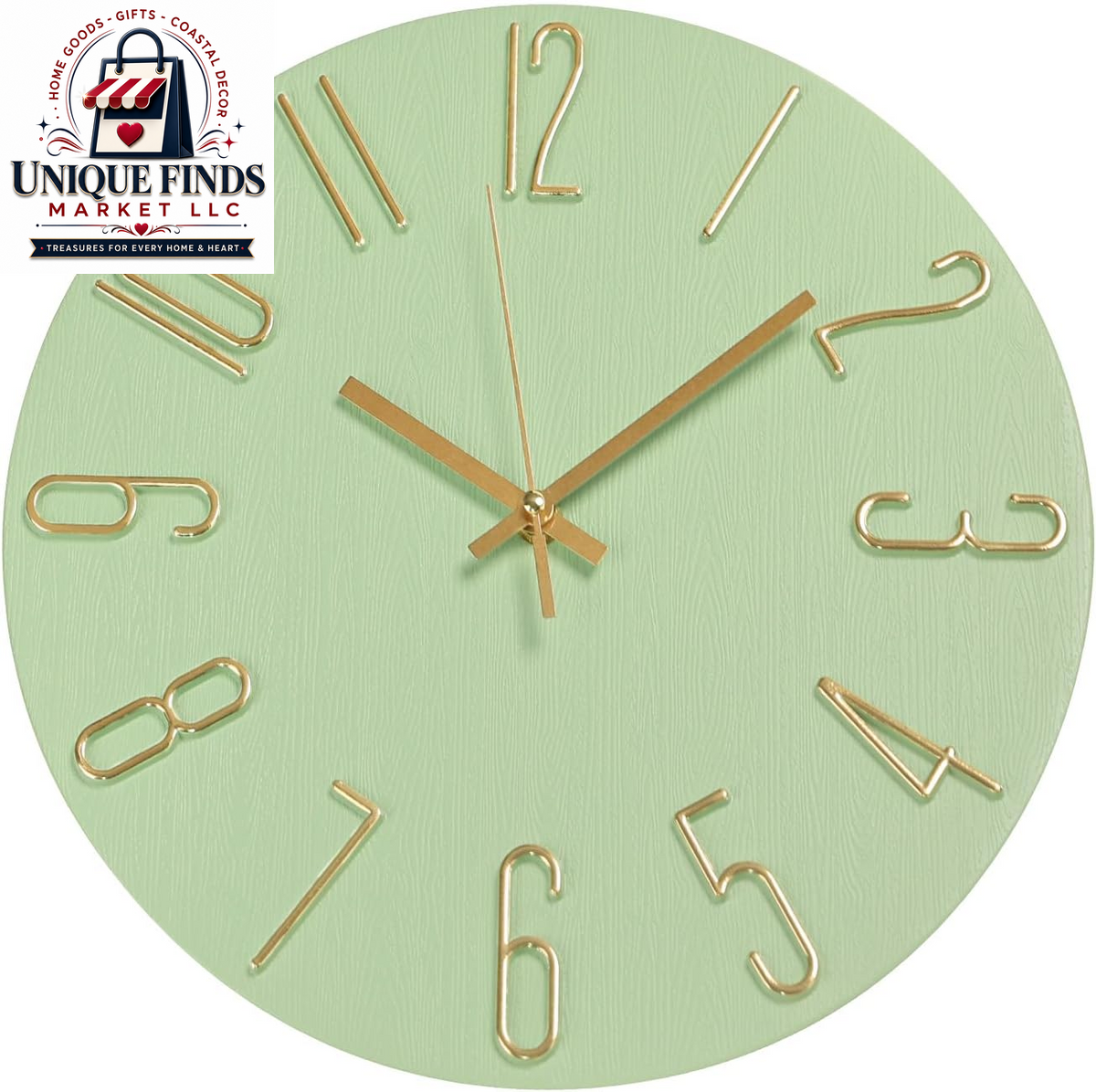 12-Inch Silent Non-Ticking Quartz Wall Clock with Imitation Wood Finish and 3D Figures - Modern Round Decor for Home, Hotel, Office, and School
