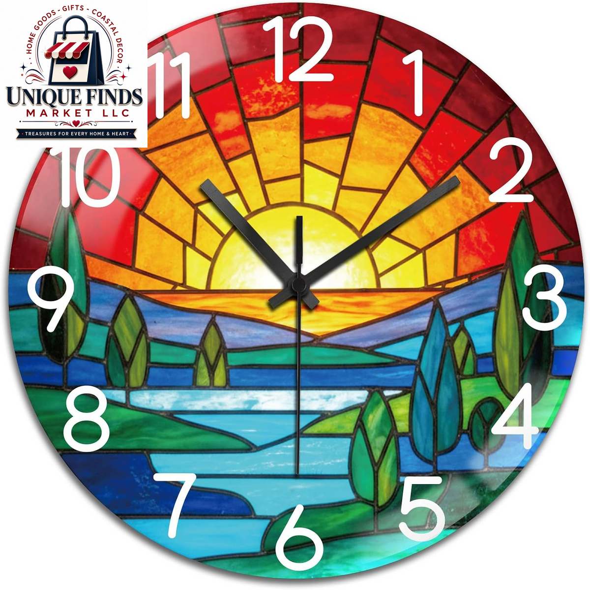 Peacoblue 12" Round Battery-Operated Marble Pattern Wall Clock