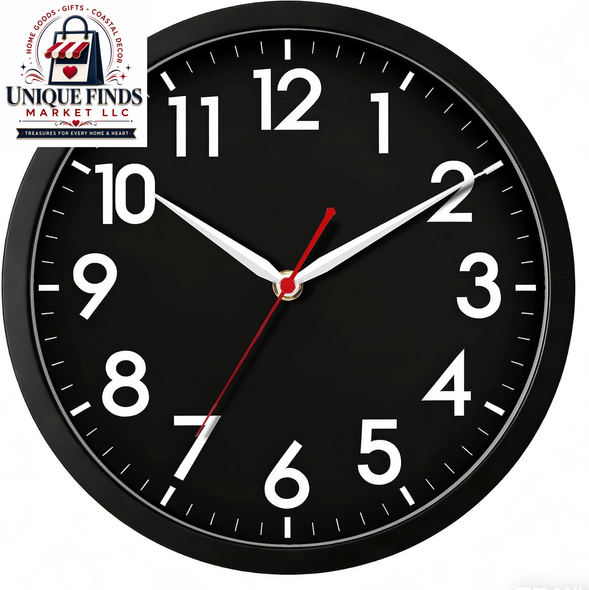 AKCISOT 12-Inch Silent Battery-Operated Analog Wall Clock in Silver