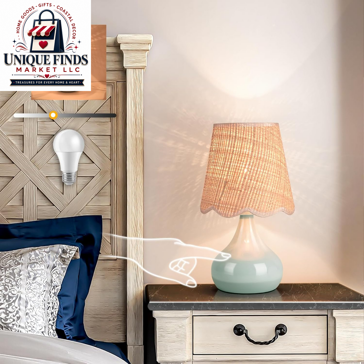 Ziqqeelam Rattan Small Bedside Table Lamp - Boho Mini Table Lamp for Nightstands, Ideal for Farmhouse Decor and Compact Spaces in Bedrooms, Kitchens, and Dorms