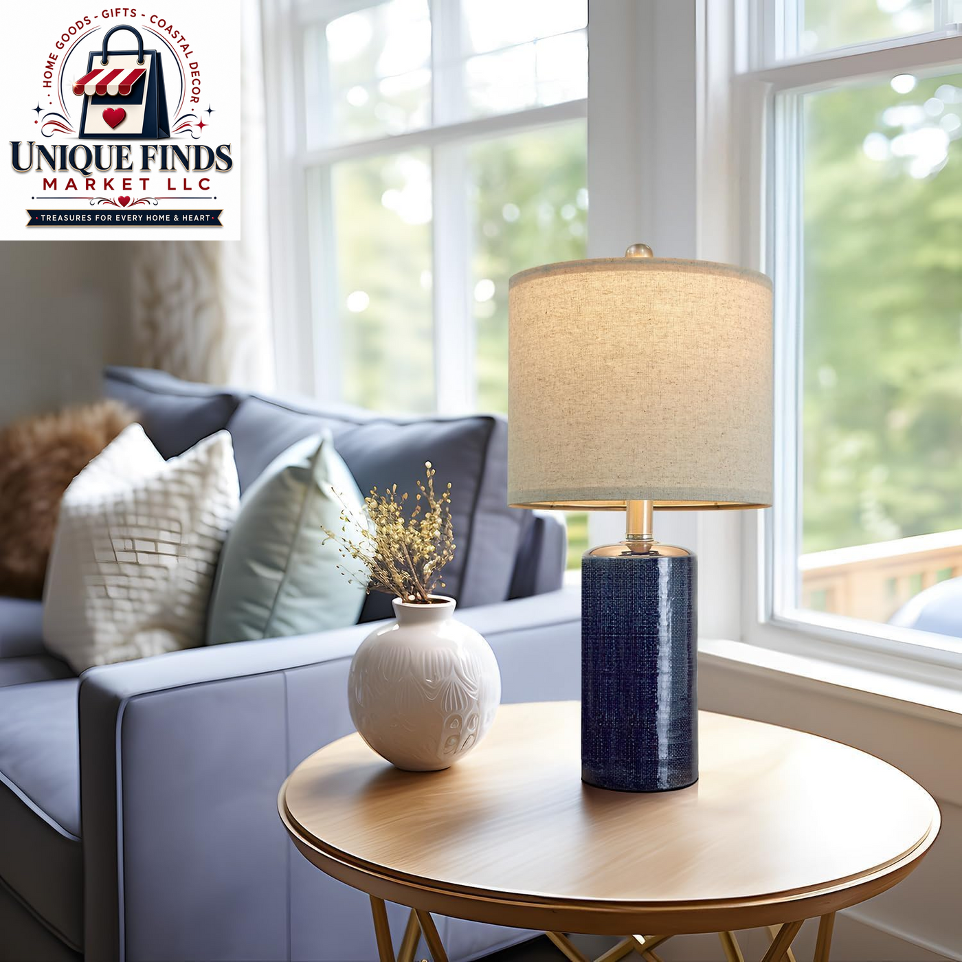 Small Table Lamps Set of 2 for Living Room 20.25" Blue Lamps Bedside Lamps