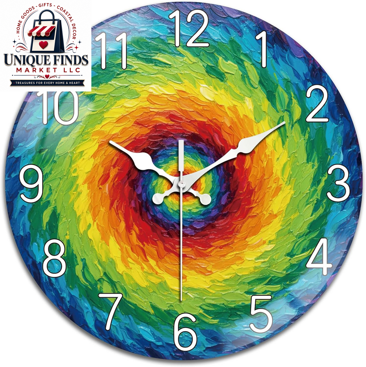 Peacoblue 12" Round Battery-Operated Marble Pattern Wall Clock