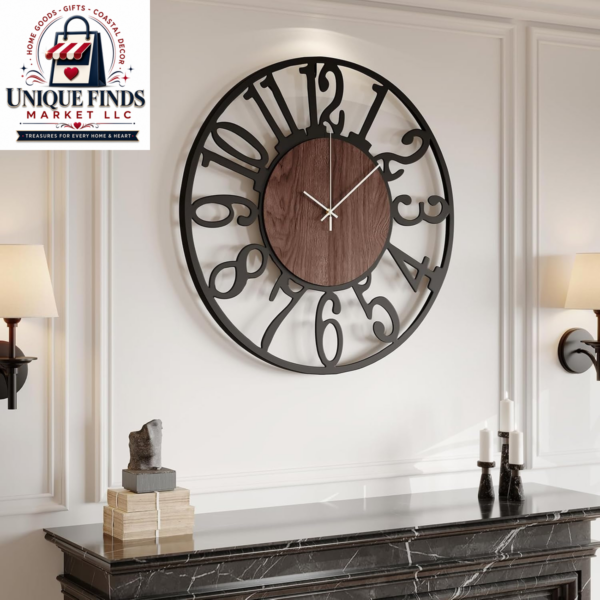 Cuspin 24-Inch Gold Metal Wall Clock for Elegant Living Room Decor