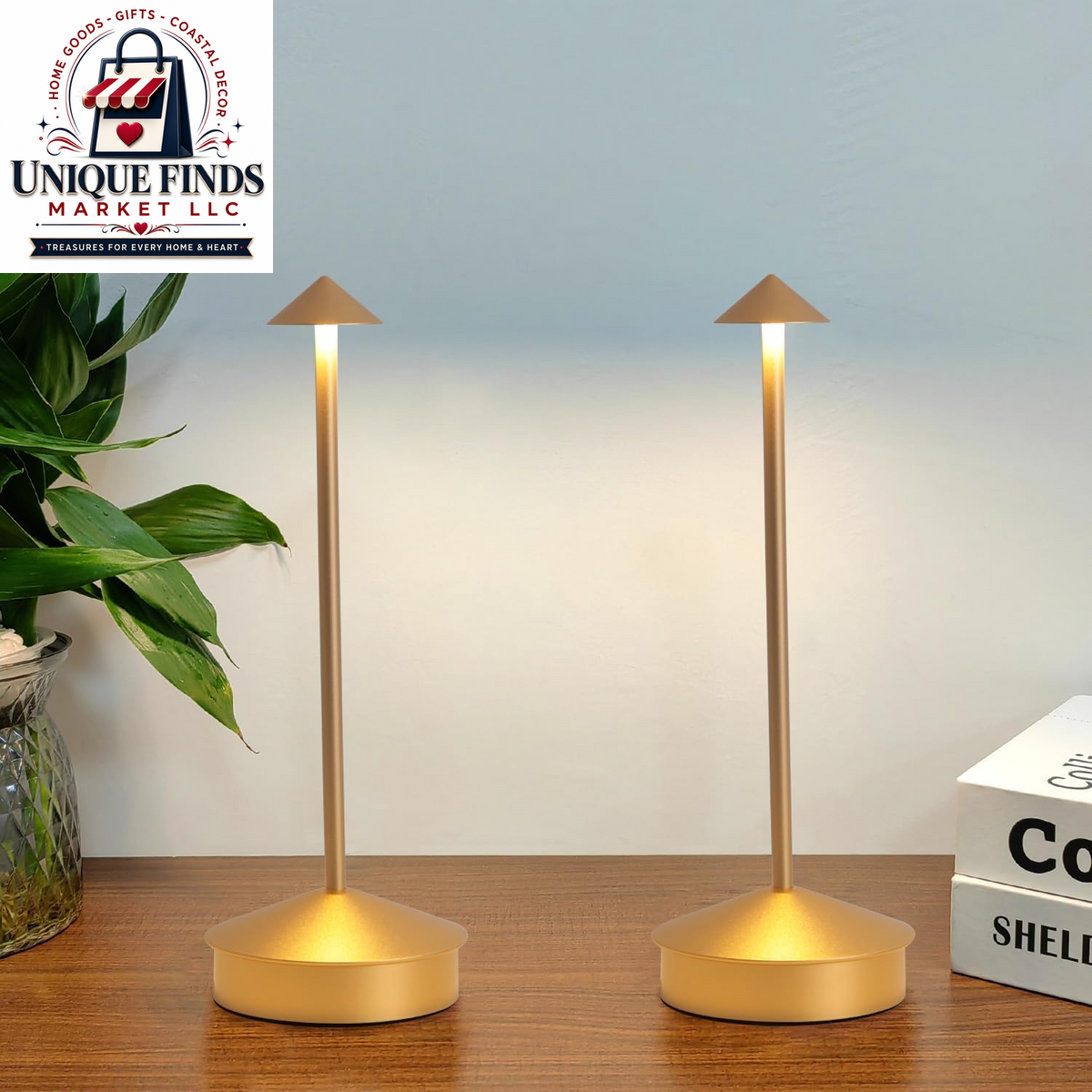 2-Pack Rechargeable Aluminum Cordless Table Lamps with 6000mAh Battery, Waterproof and Dimmable LED Touch Lamps for Outdoor and Restaurant Use