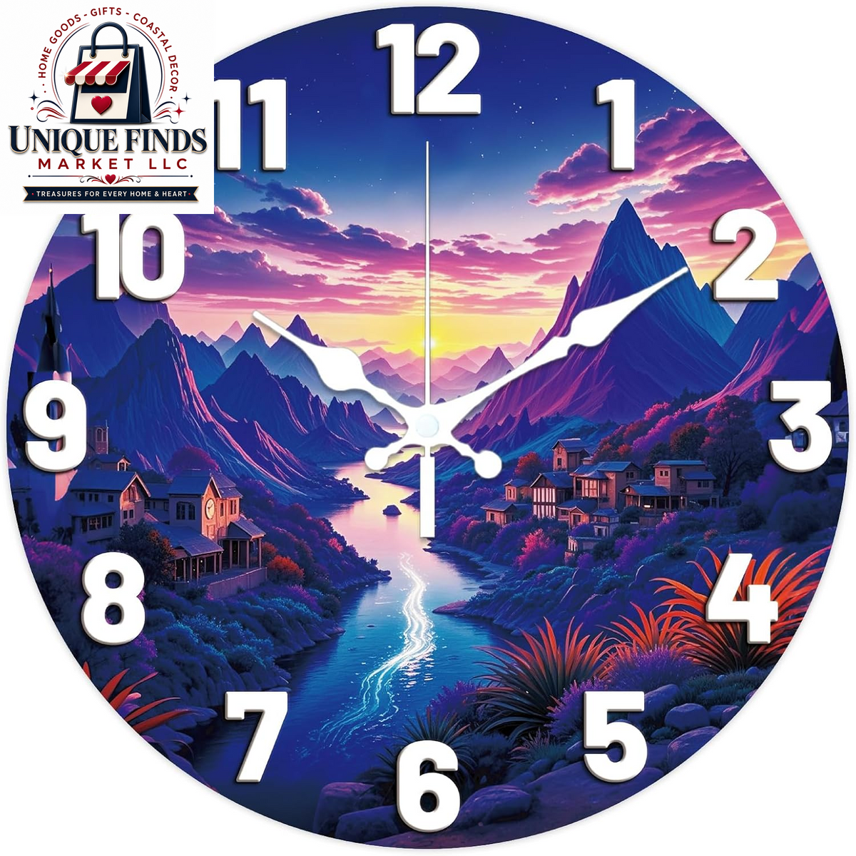CHGCRAFT Industrial-Style 12-Inch Round Wall Clock with Guitar Pattern