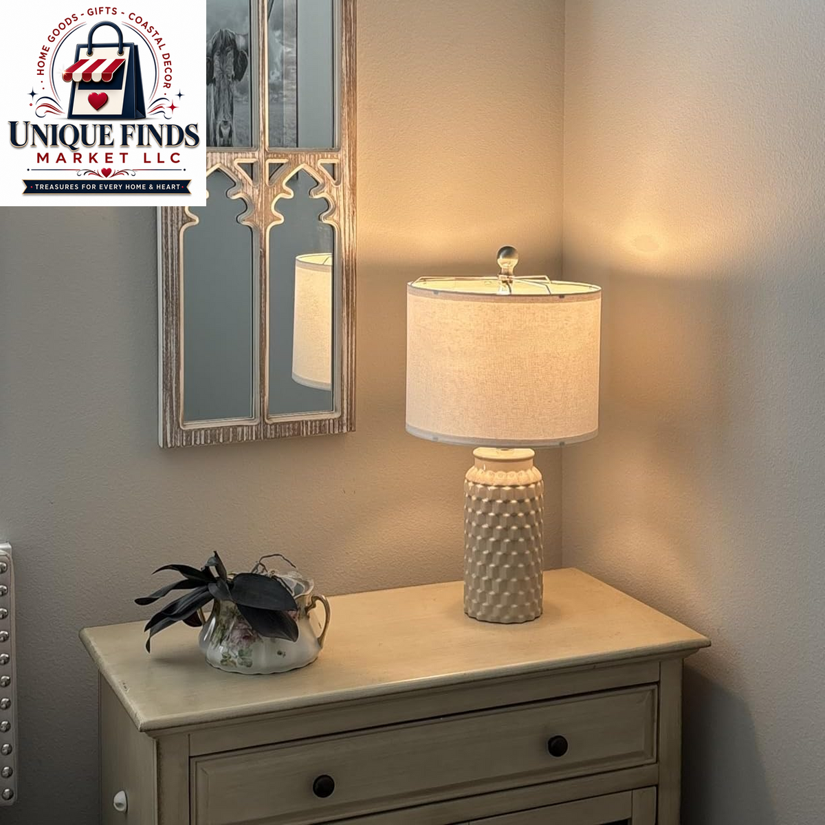 Usumkky 20.5-Inch Ceramic Table Lamp Set of 2 - Modern Farmhouse and Boho Design, Ideal for Bedroom Nightstands and Living Room End Tables, Compact Desk Lamps in Cream