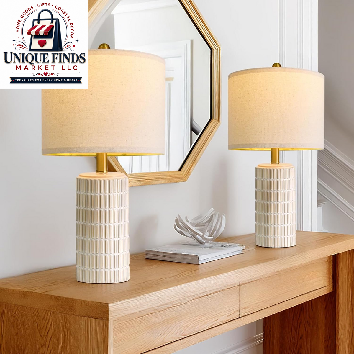 Pokat Set of 2 Modern 24" Ceramic Table Lamps in Green for Bedroom and Living Room Decor