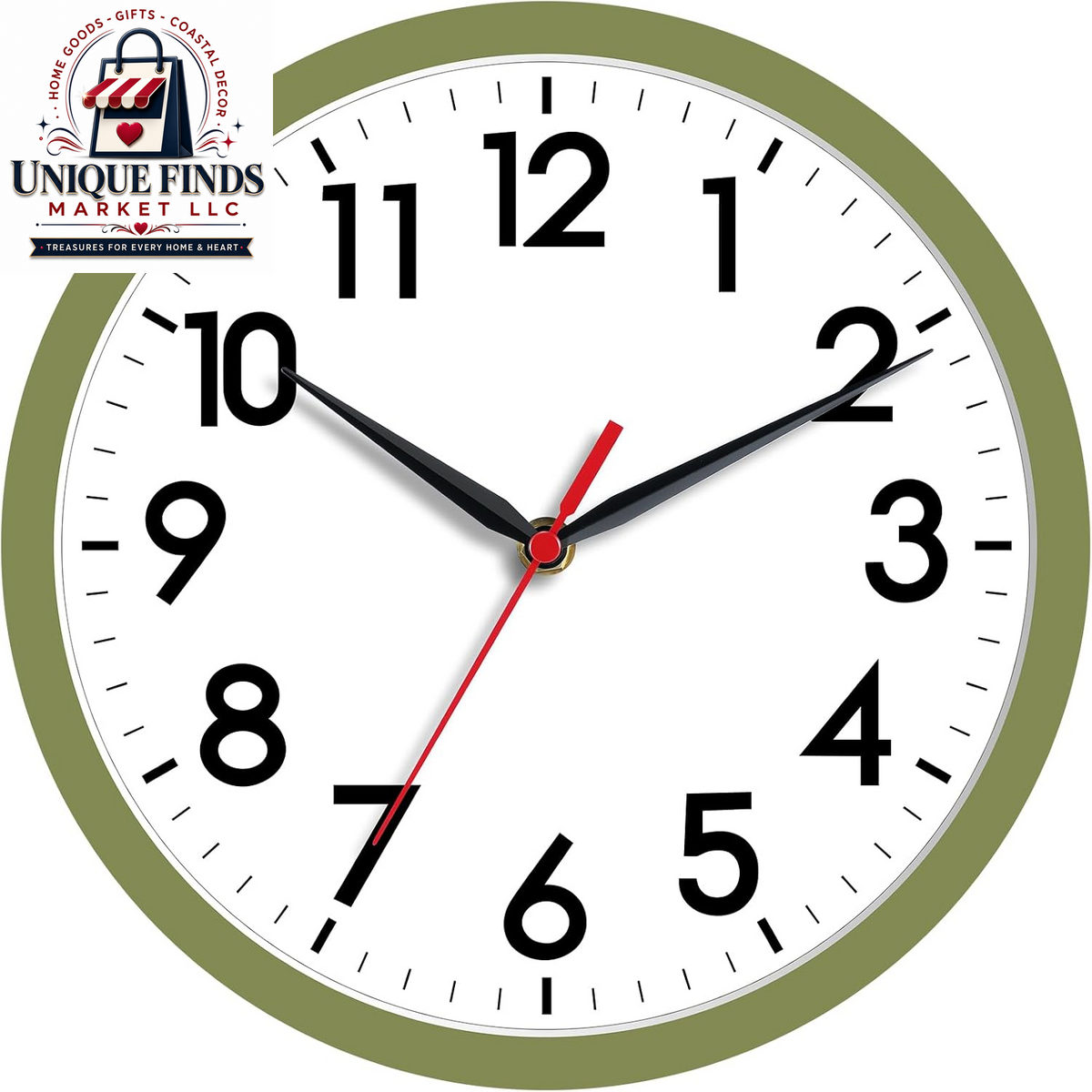 AKCISOT 12-Inch Silent Battery-Operated Analog Wall Clock in Silver